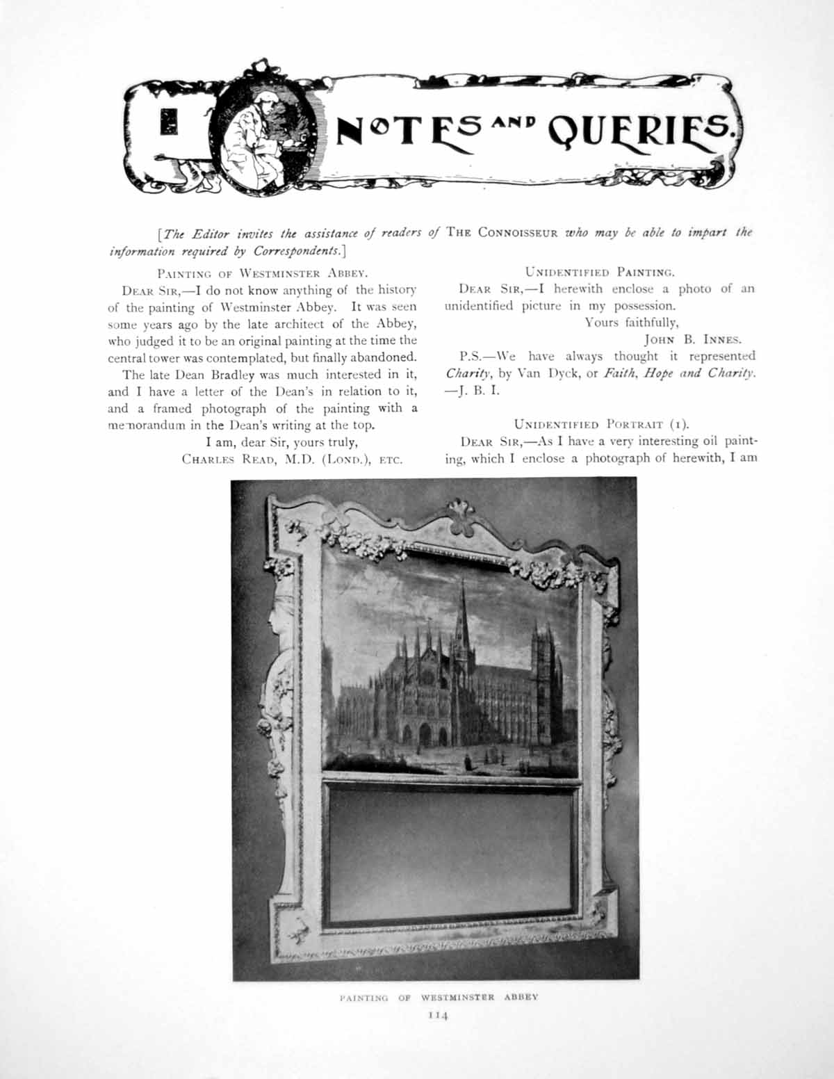 Old Antique Print Notes Queries Painting Westminster AbbeyPages 1911