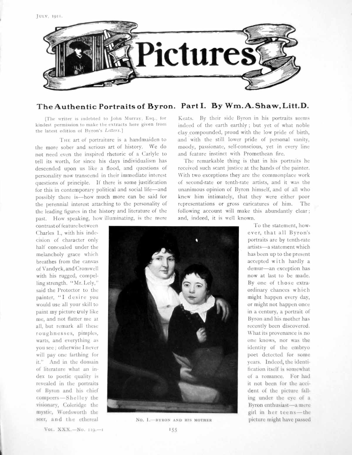 Antique Old Print Pictures Authentic Portraits Byron Wm A ShawPages 1911