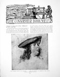 Old Antique Print Bookshelf Chardin Tete Homme Tricorn HatPages 1911