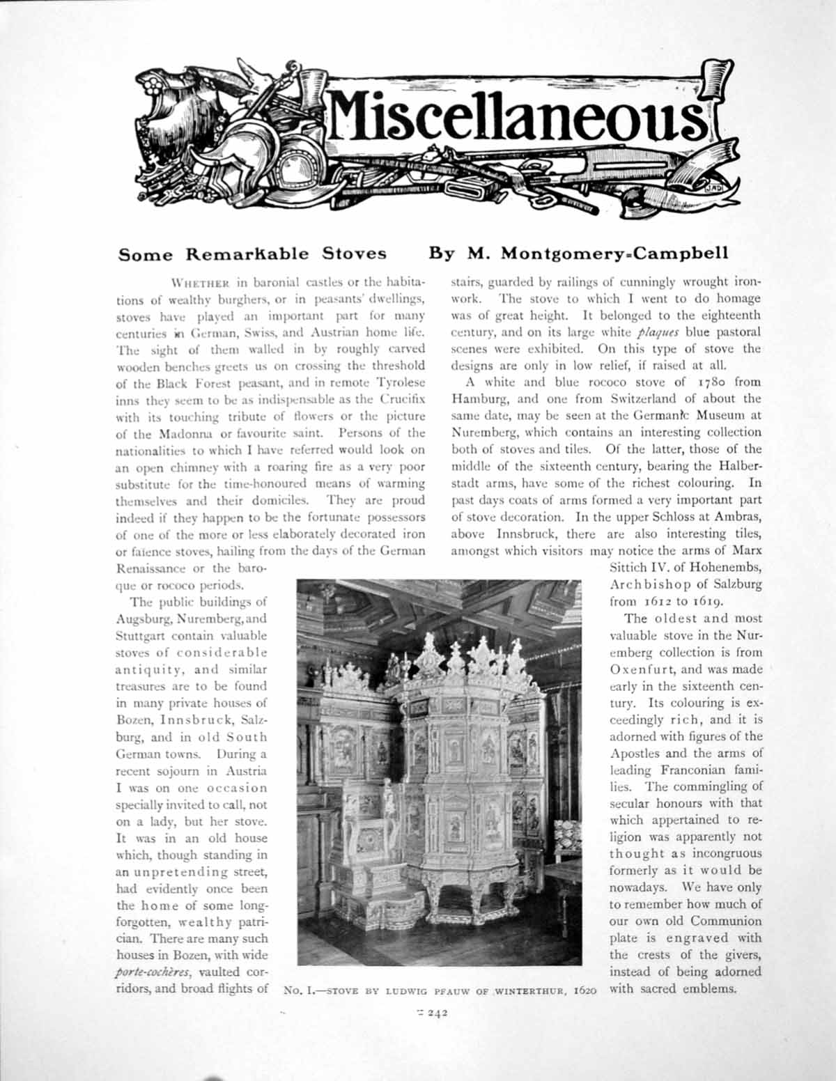 Antique Old Print Miscellaneous Some Remarkable Stoves L PfauwPages 1911