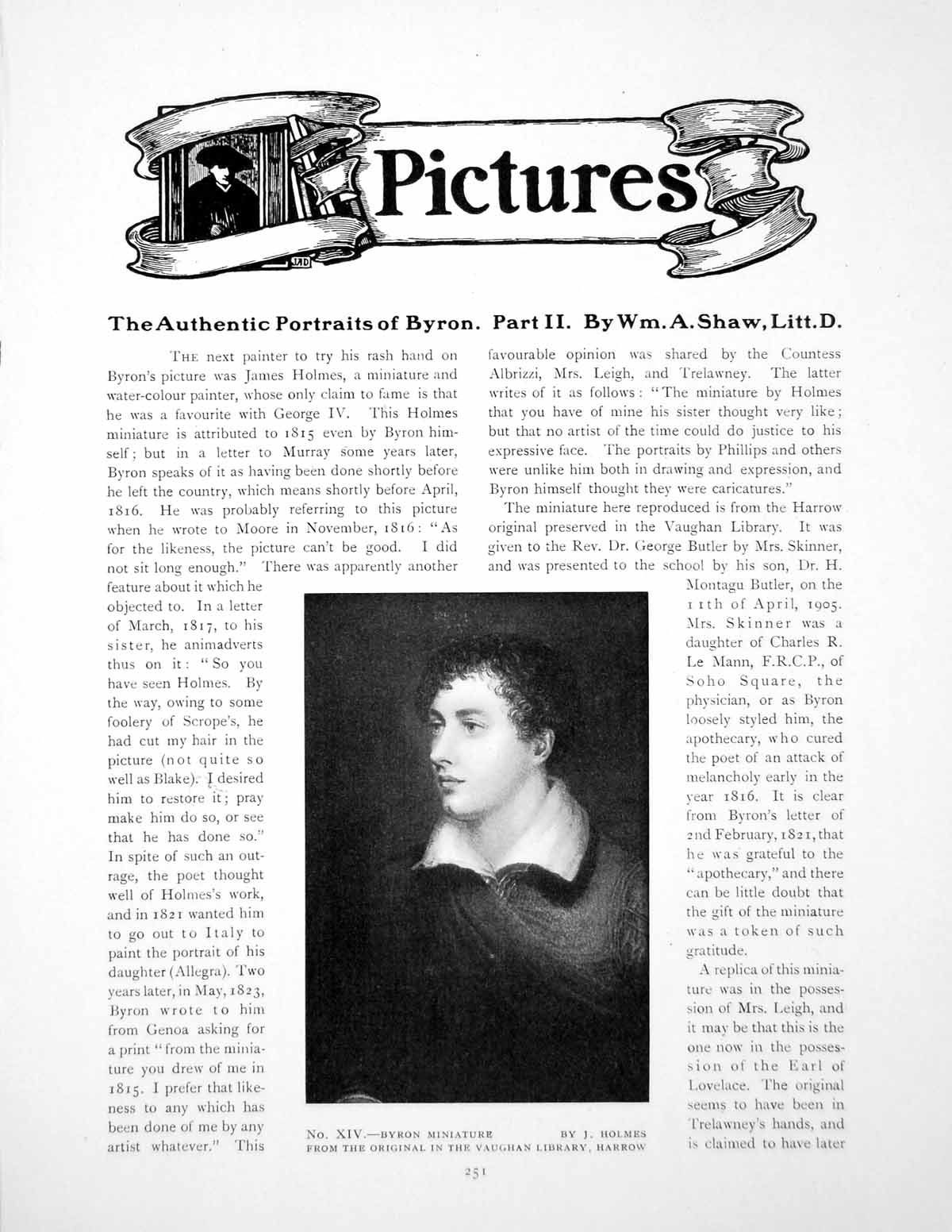 Antique Print The Authentic Portraits Byron Part Ii MiniaturePages 1911