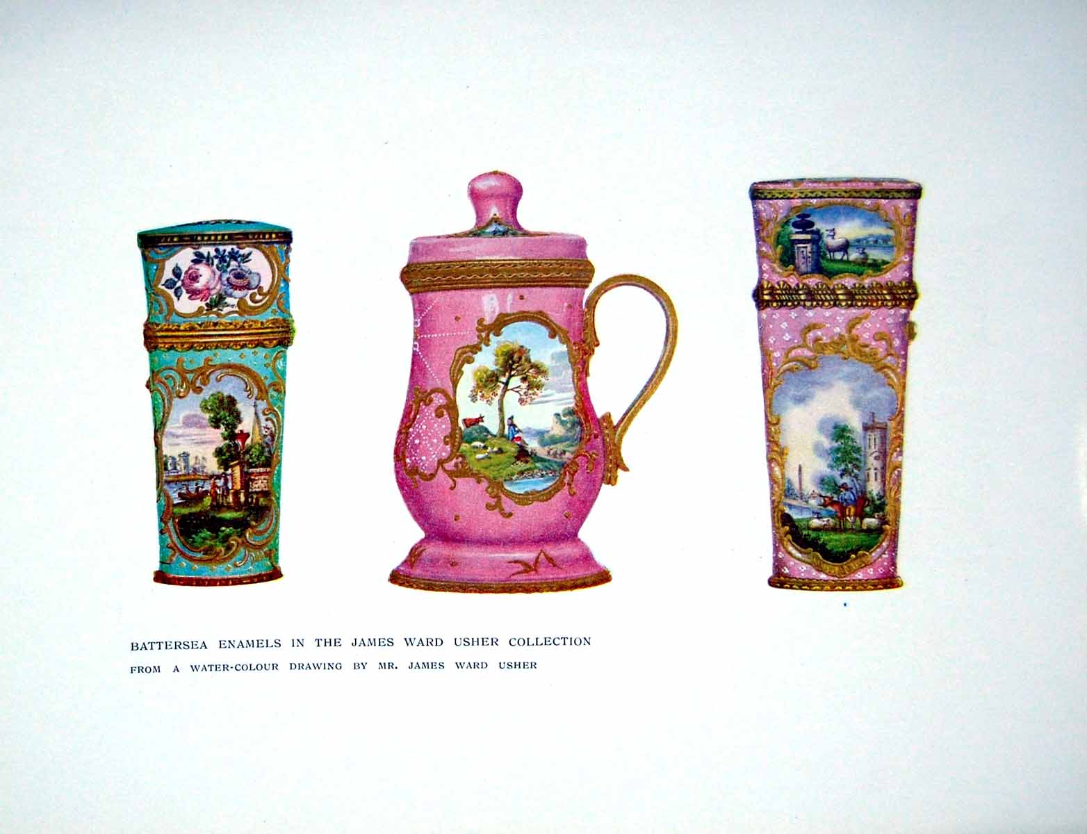 Antique Old Print Battersea Enamels In The James Ward Usher Collection 1911