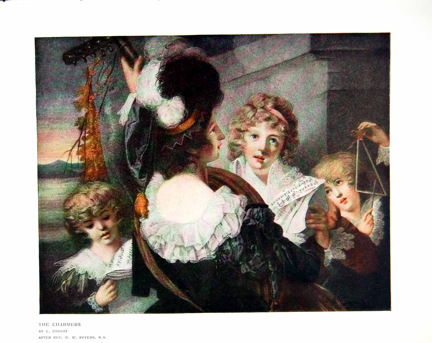 Antique Old Print The Charmers C Knight After Rev Mw Peters Musicians 1911 20th