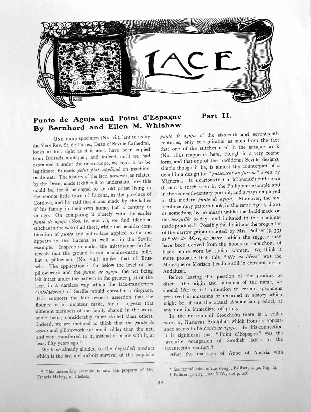Original Old Antique Print Lace Punto De Aguja And Point D'EspagnePages 1911