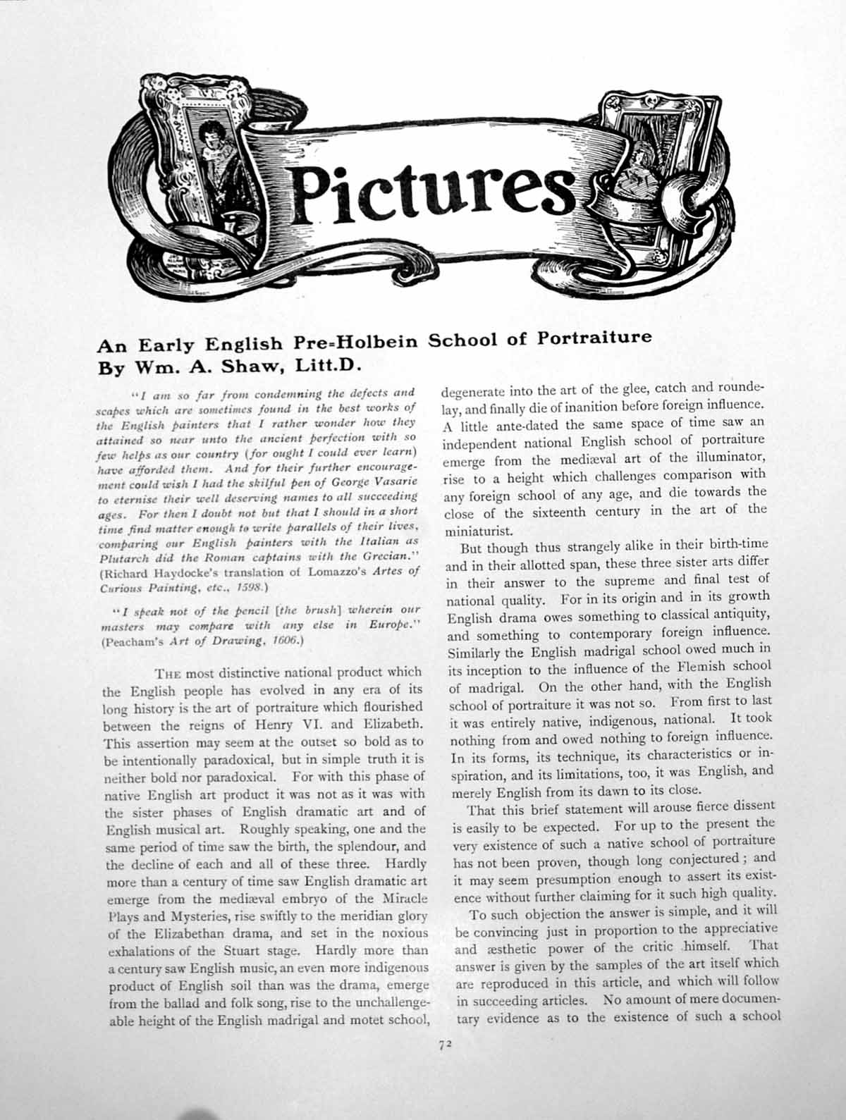 Antique Print An Early English Pre-Holbein School PortraiturePages 1911