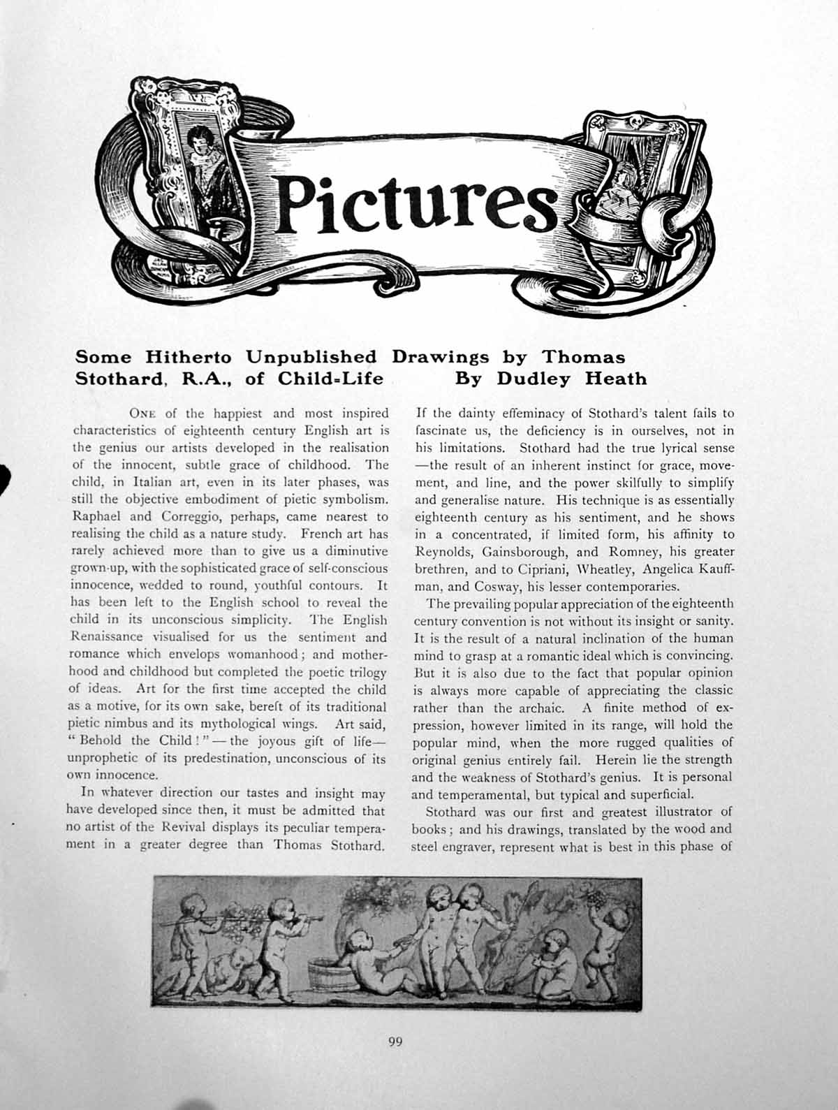 Antique Print Unpublished Drawings Thomas Stothard Child-LifePages 1911