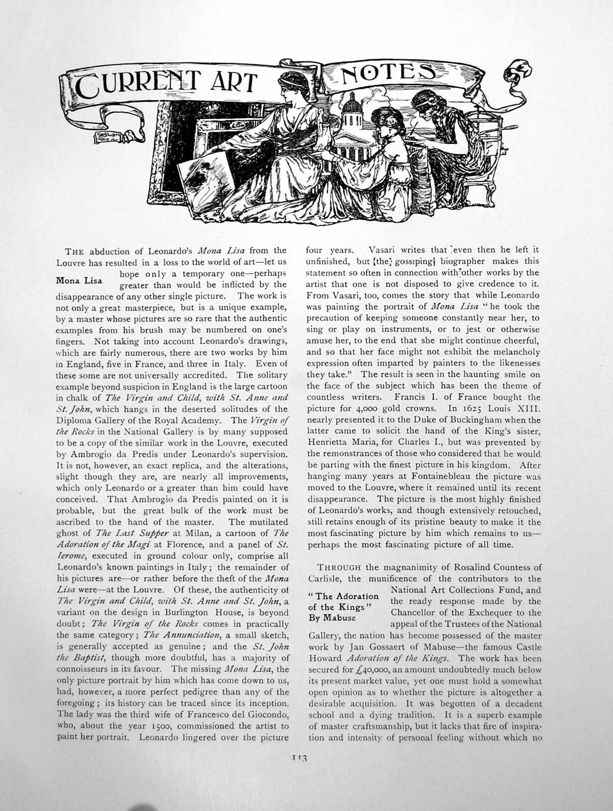 Old Antique Print Art Notes Adoration The Kings The Toy BoatPages 1911