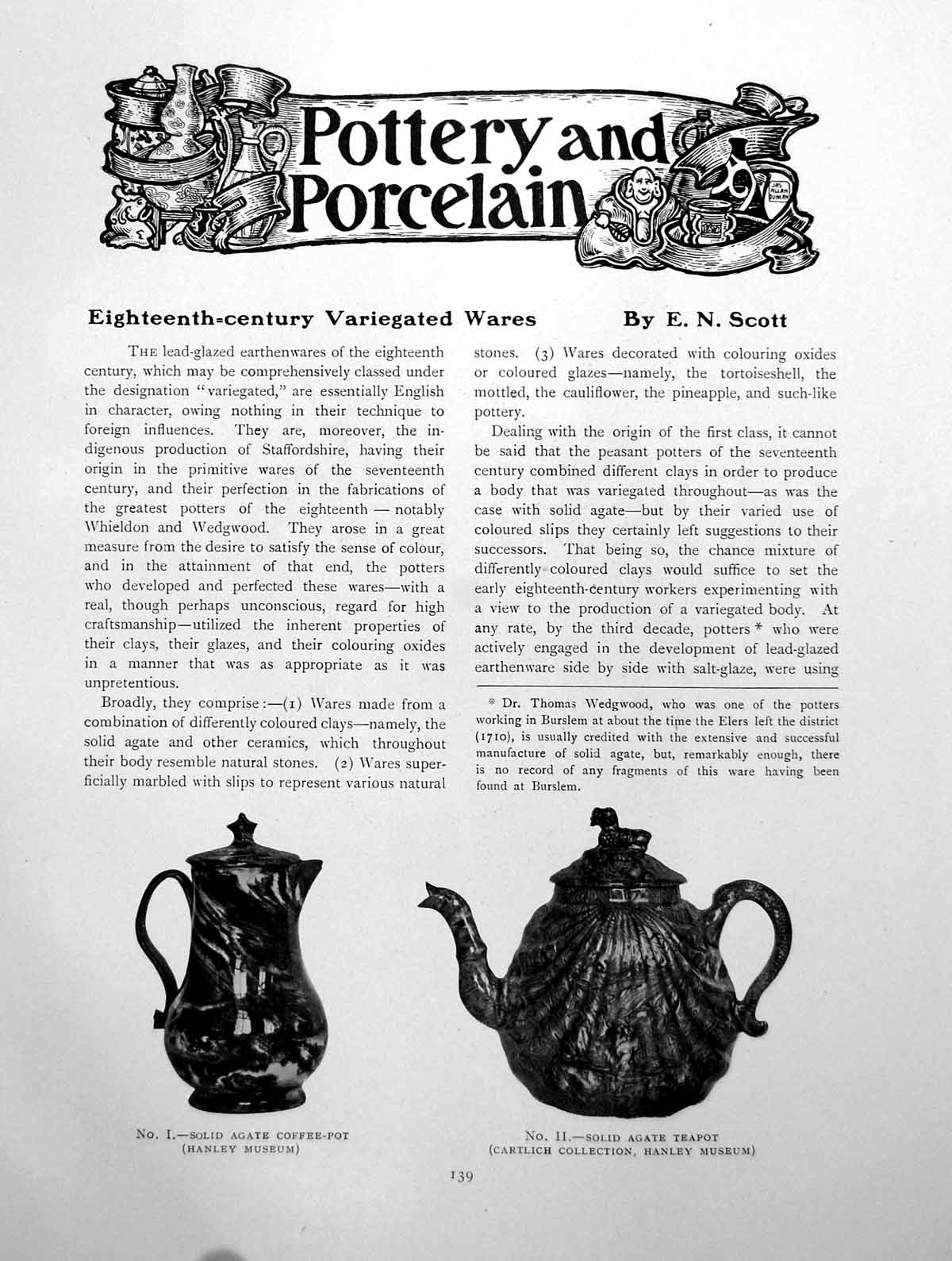 Old Antique Print Eighteenth-Century Variegated Wares AgatePages 1911