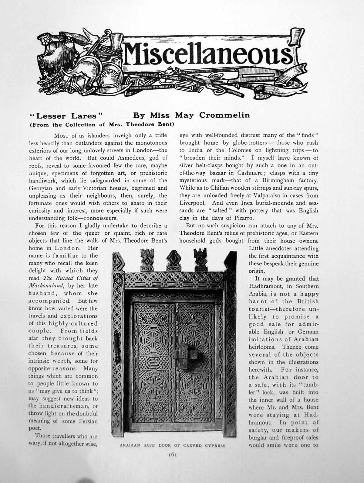 Antique Old Print Lesser Lares From Collection Mrs Theodore BentPages 1911