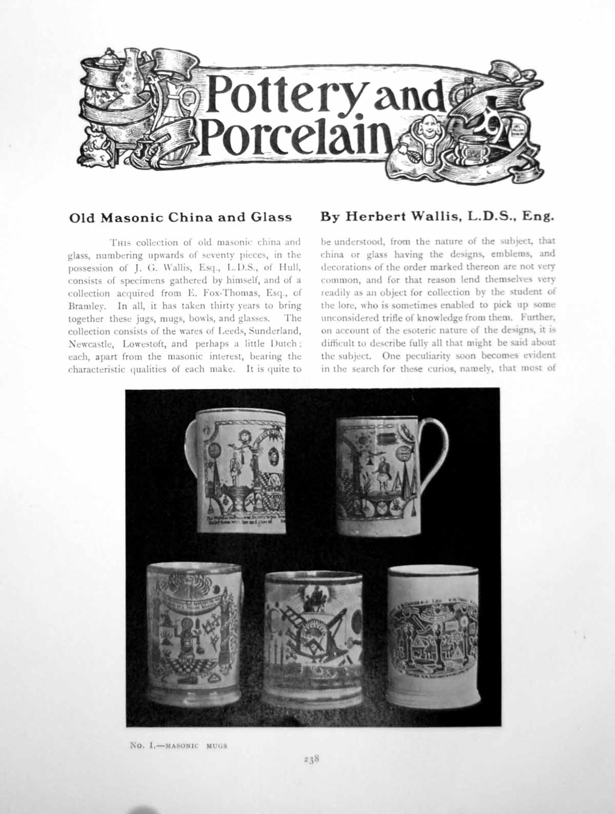 Original Old Antique Print Masonic China And Glass Mugs Jugs BowlPages 1911