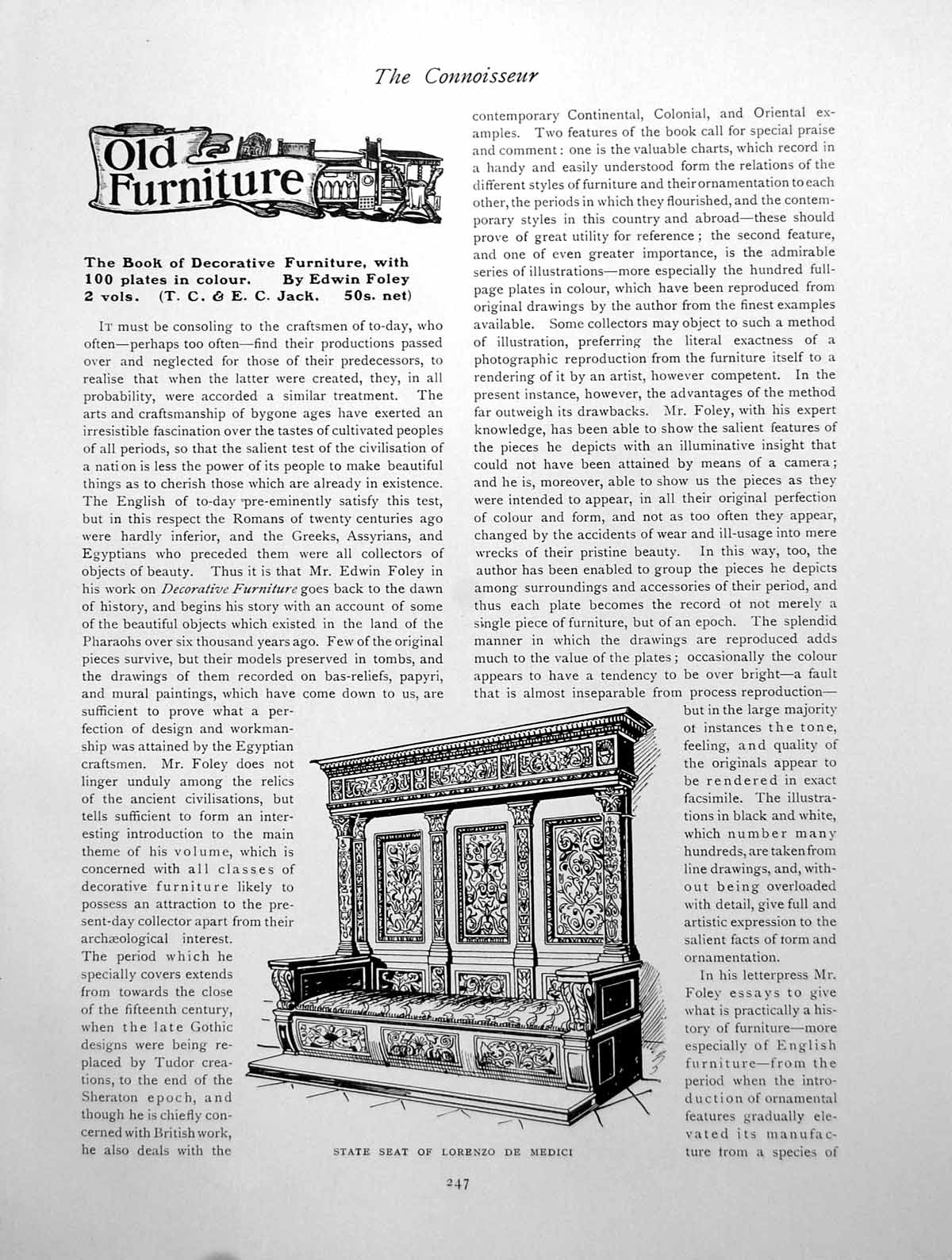 Antique Old Print Book Decorative Furniture Chippendale Wig StandPage 1911