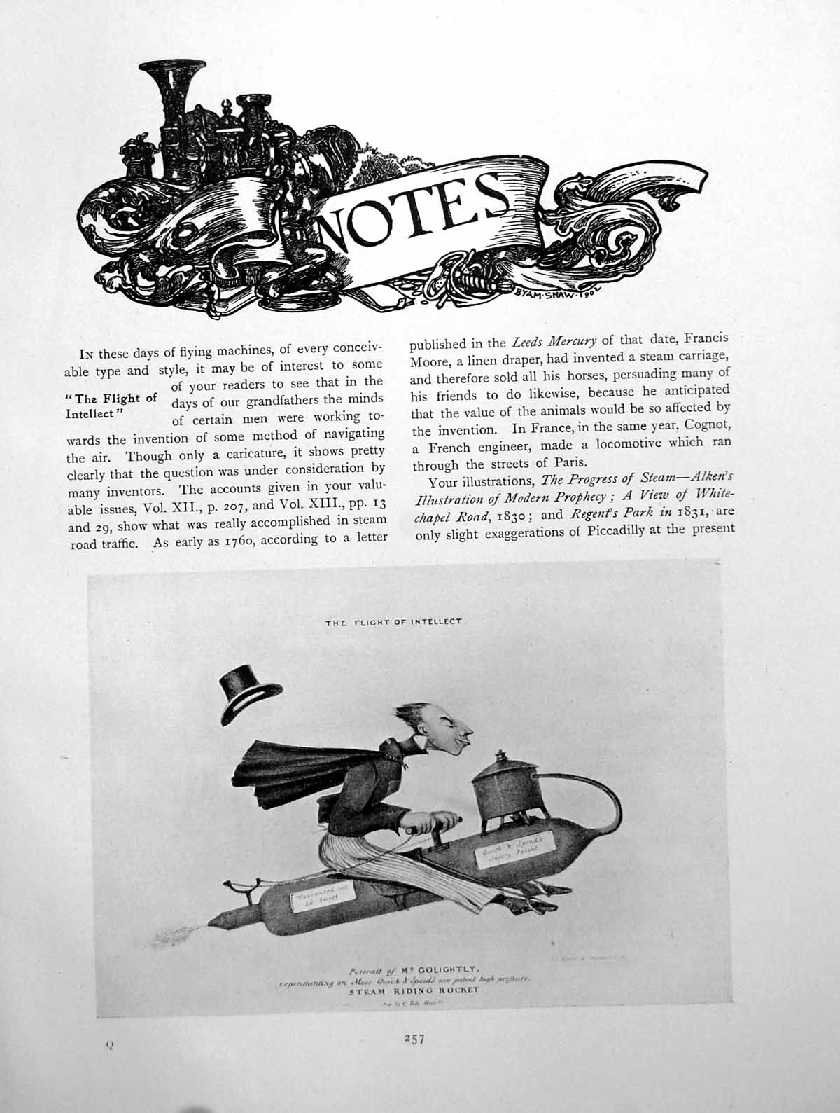Antique Old Print Notes Flight Intellect Lady Maitland BiberonPages 1911