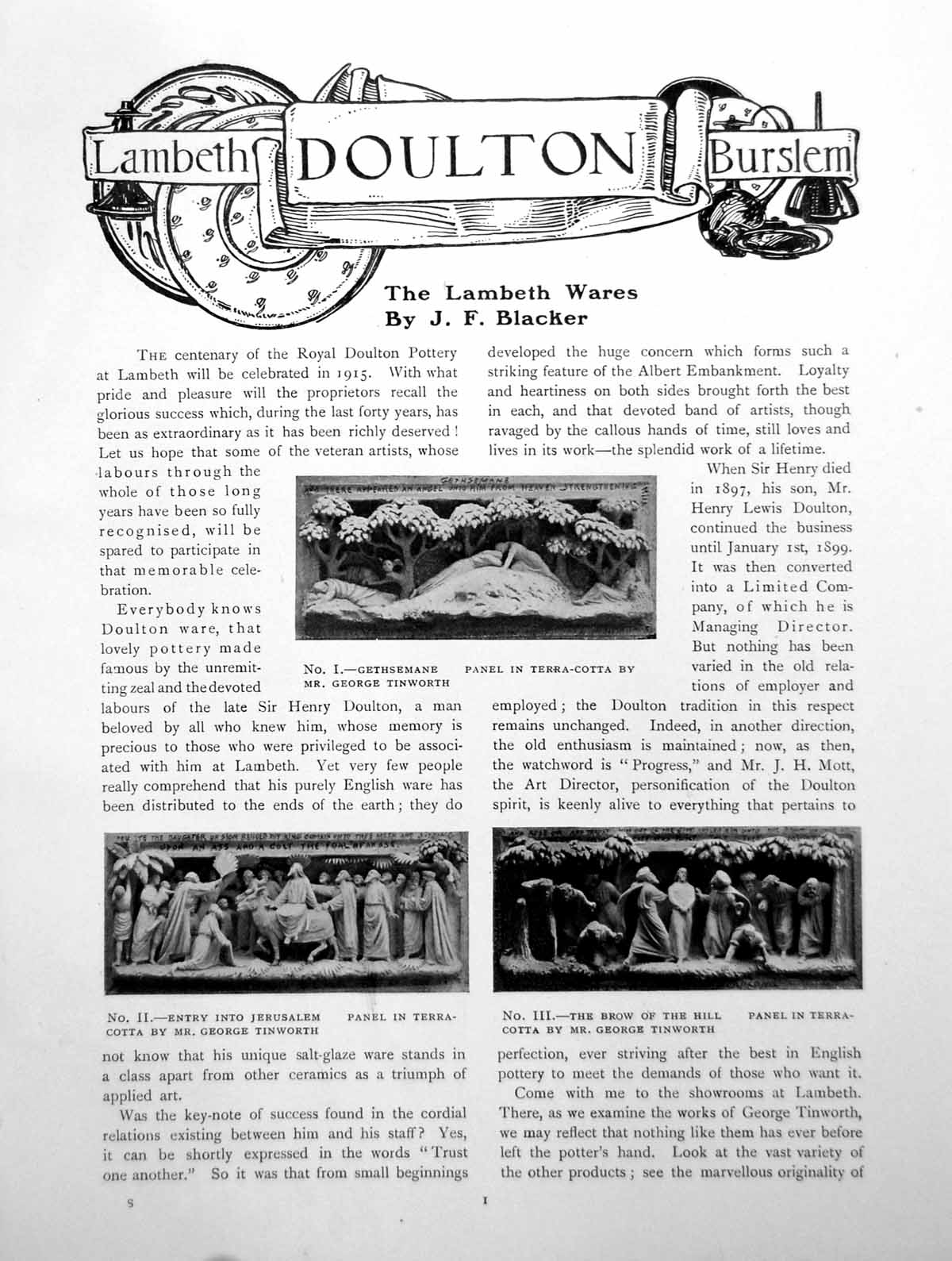Old Antique Print Lambeth Doulton Burslem The Lambeth WaresPages 1911
