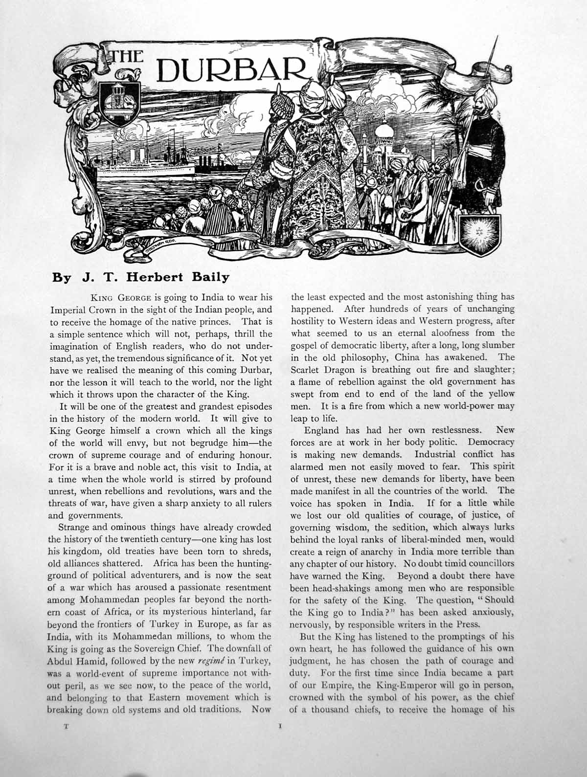 Antique Old Print Durbar King-Emperor H.H The Maharajah BarodaPages 1911