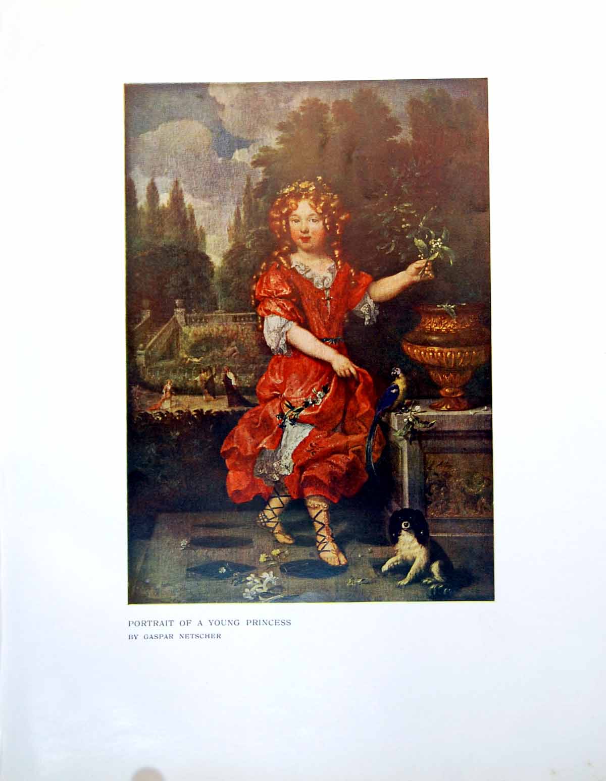 Original Old Antique Print Portrait A Young Princess By Gaspar Netscher 1911