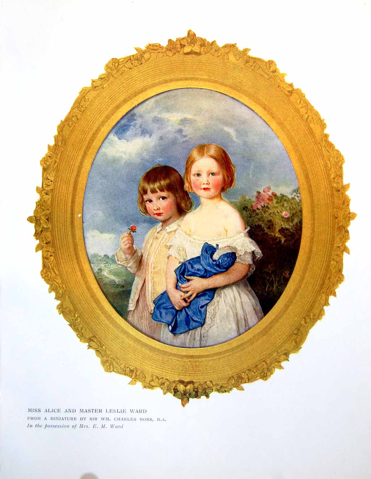 Old Antique Print Miss Alice And Master Leslie Ward From Miniature 1911 20th
