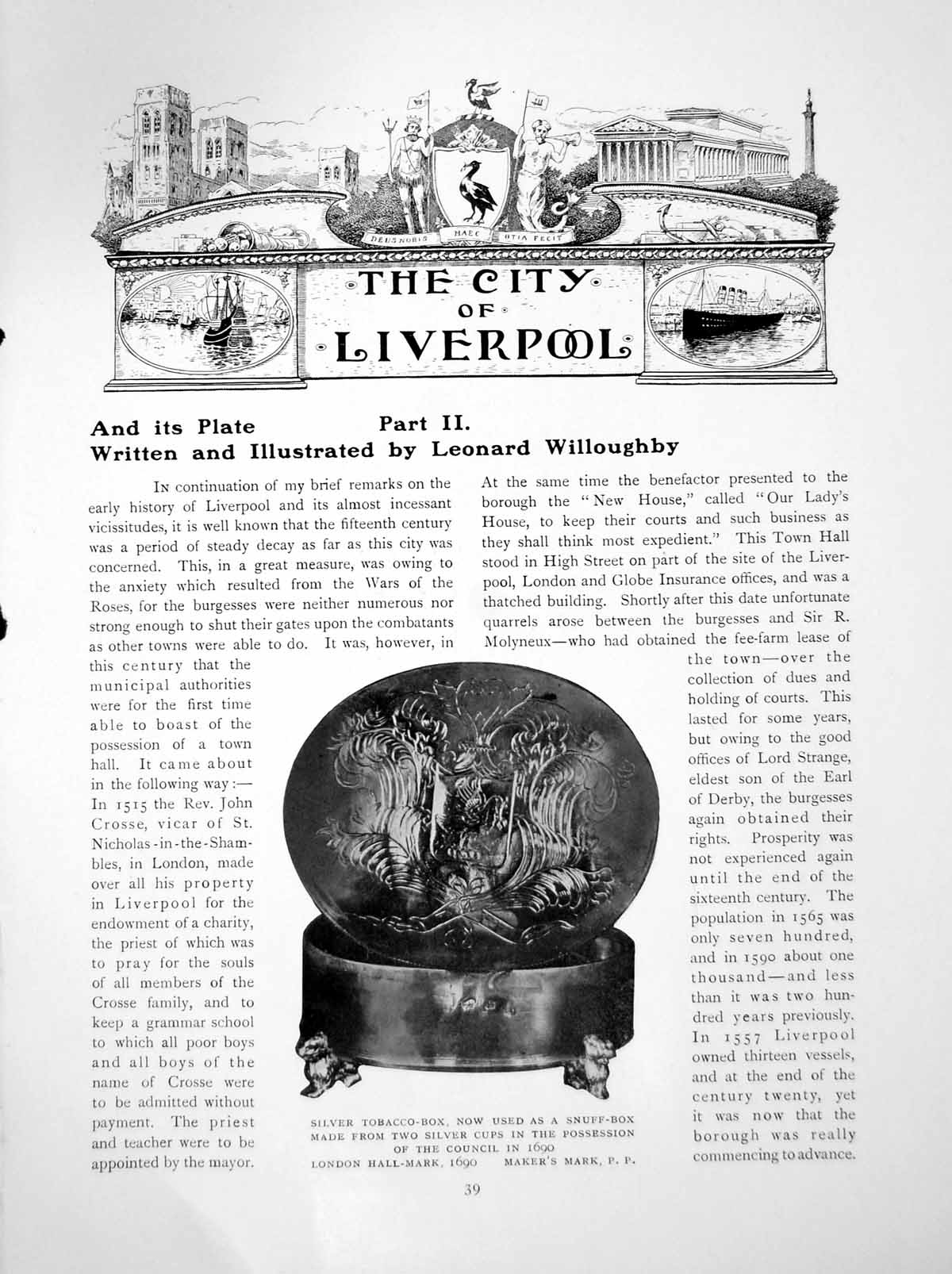 Antique Print City Liverpool And Its Plate Leonard WilloughbyPages 1912