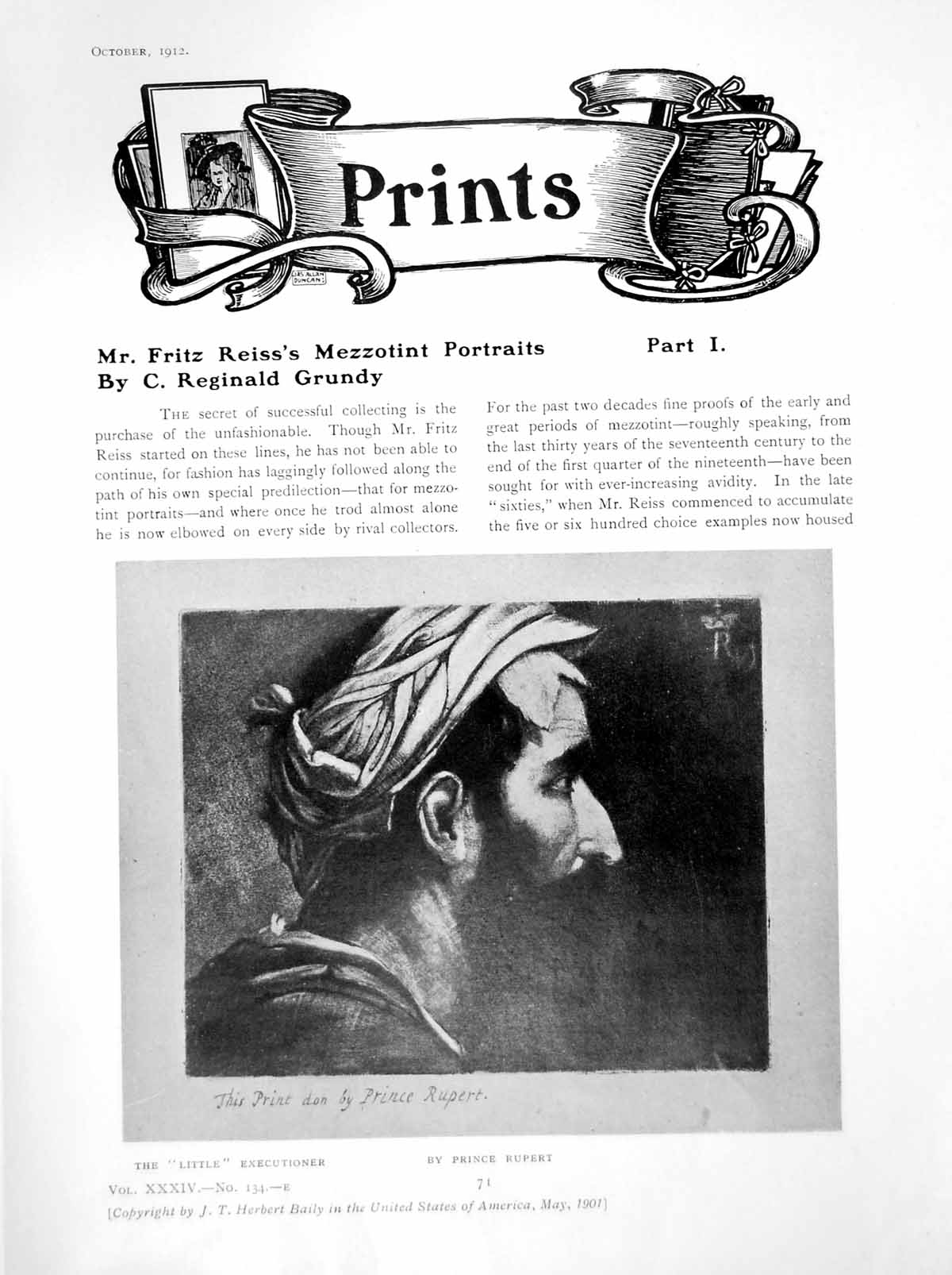 Antique Old Print Mr. Fritz Reiss'S Mezzotint Portraits Part IPages 1912