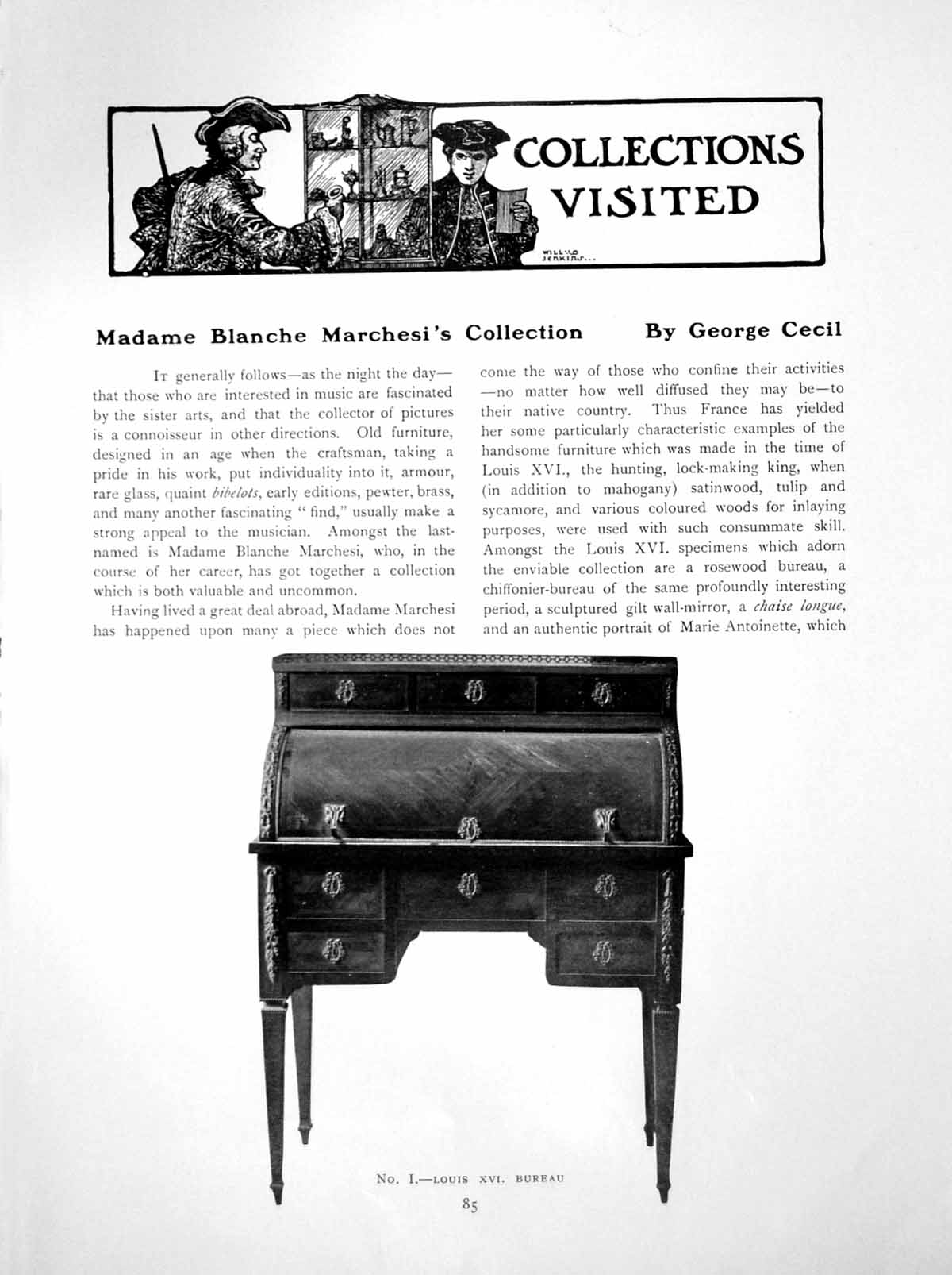 Antique Old Print Madame Blanche Marchesi'S Collection FurniturePages 1912