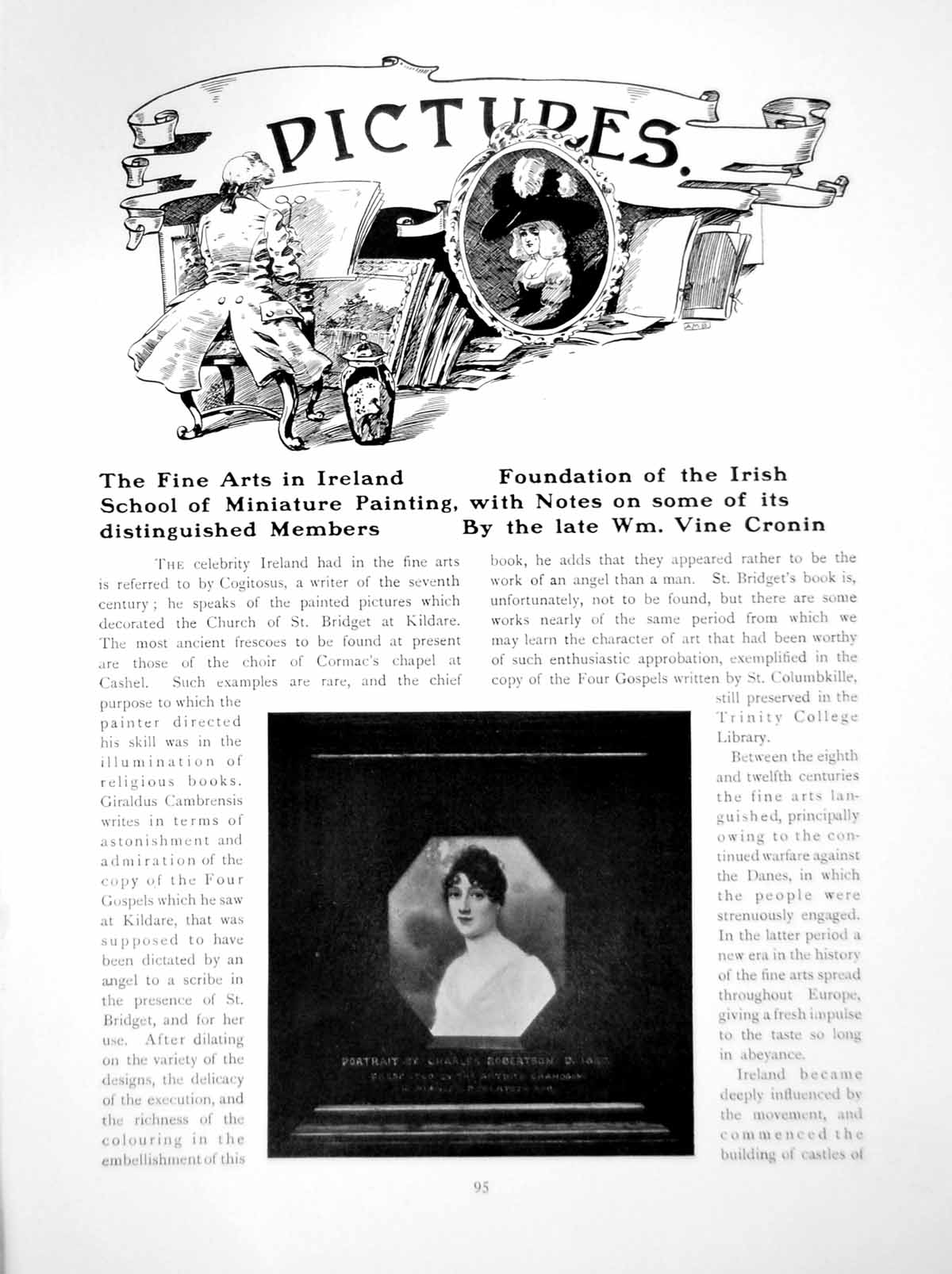 Old Print Fine Arts Ireland Irish School Miniature PaintingPages 1912