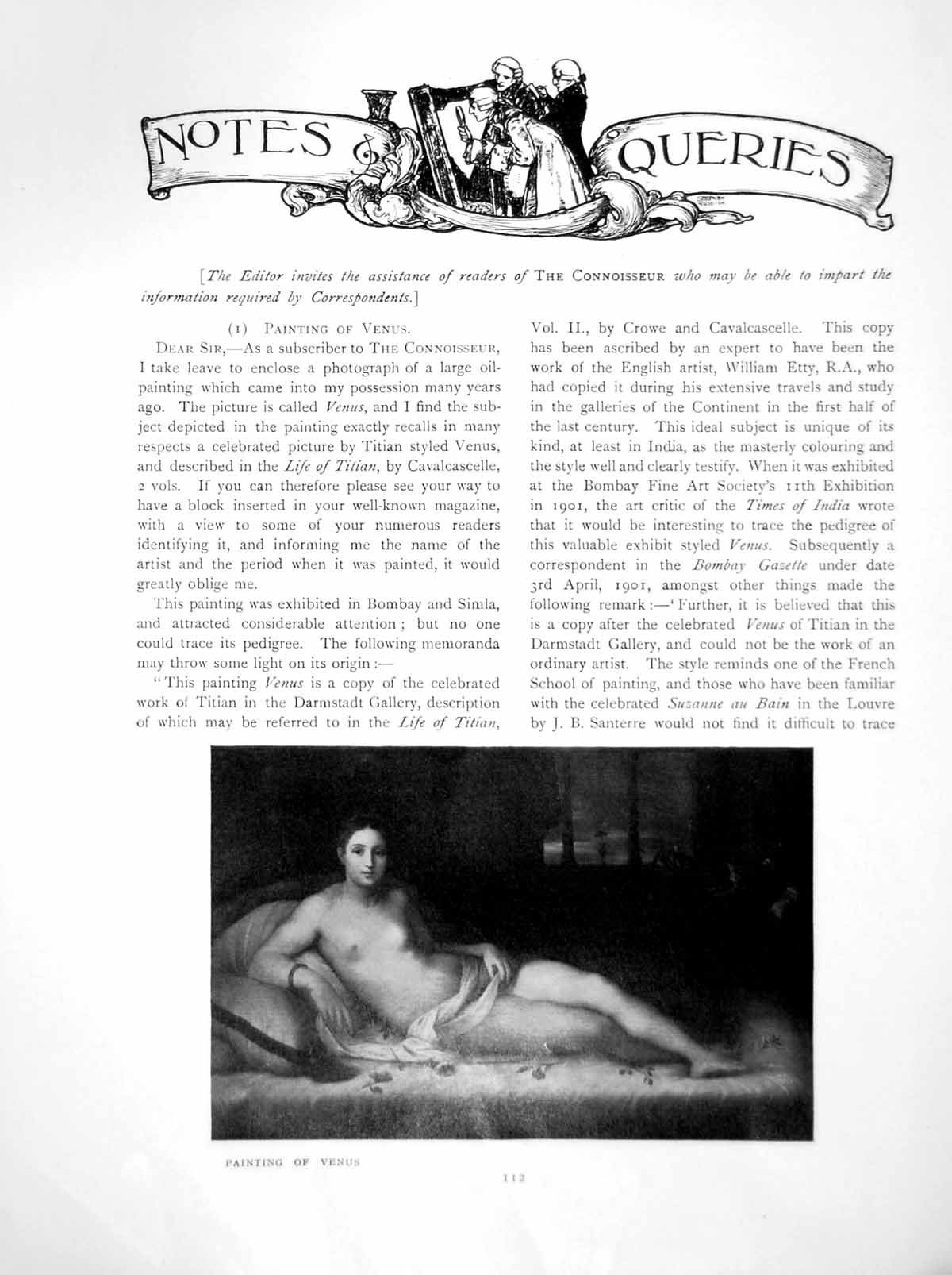 Old Print Notes Queries Painting Venus Fire Screen PortraitsPages 1912