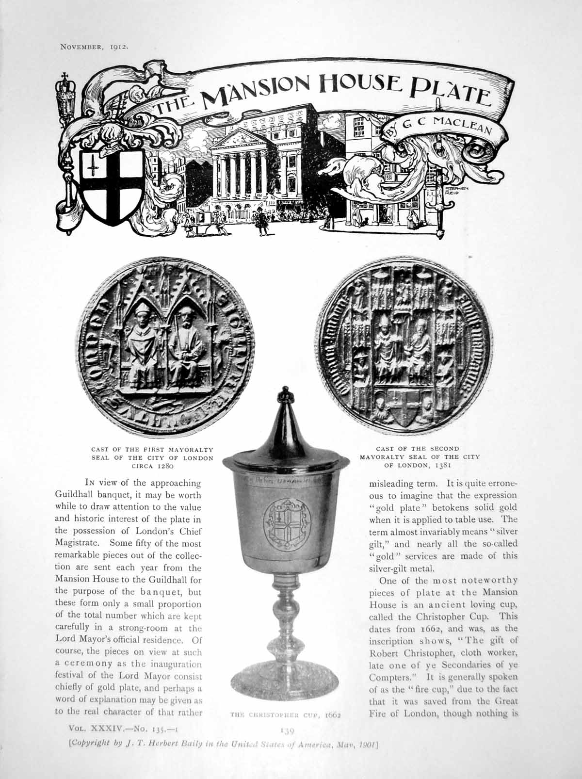 Old Print The Mansion House Plate Mayoralty Seal City LondonPages 1912