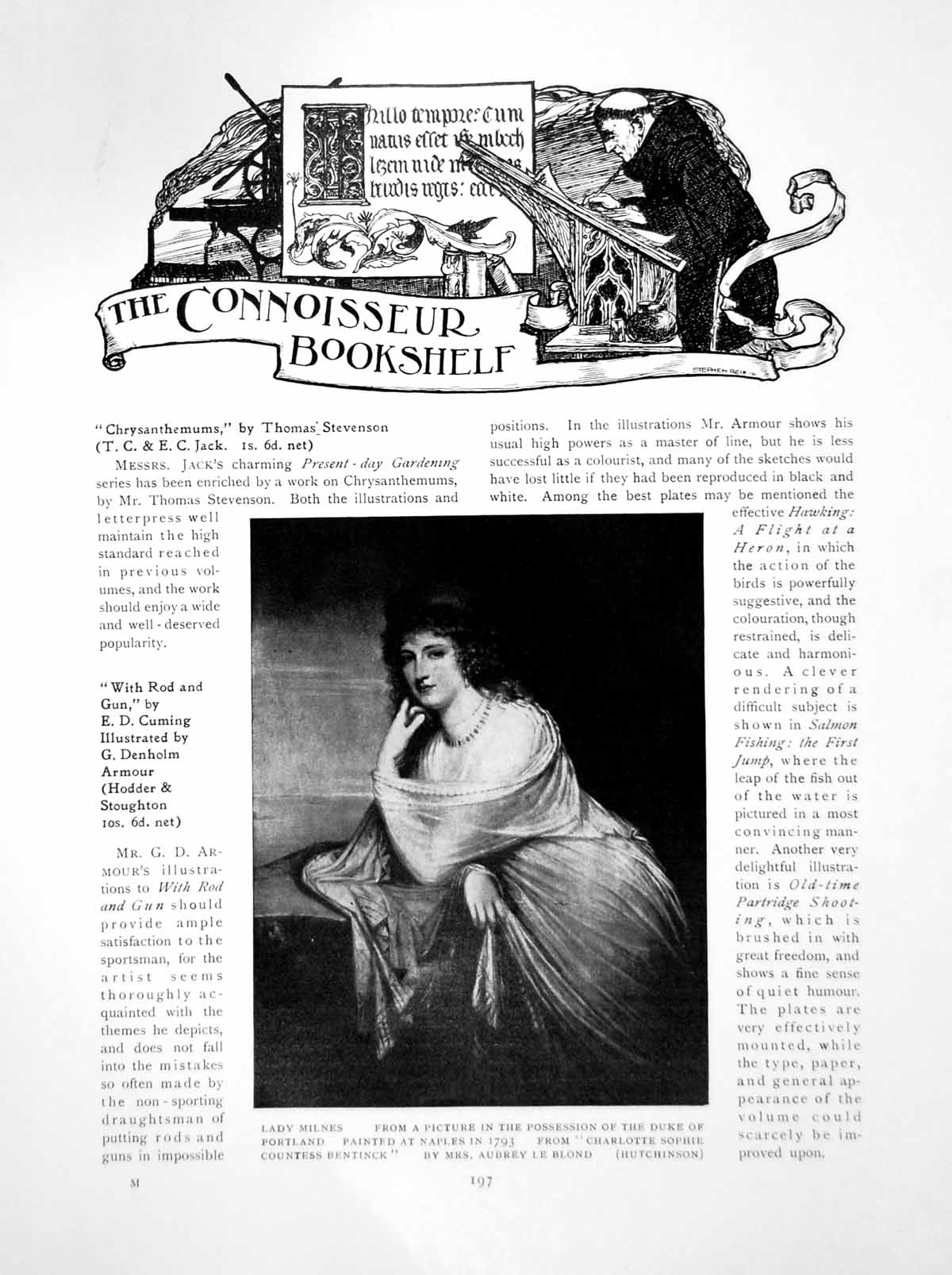 Old Antique Print Bookshelf Lady Milnes Mrs Aubrey Le BlondPages 1912