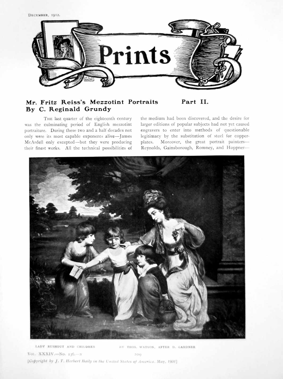Antique Old Print Mr. Fritz Reiss'S Mezzotint Portraits Part IiPages 1912