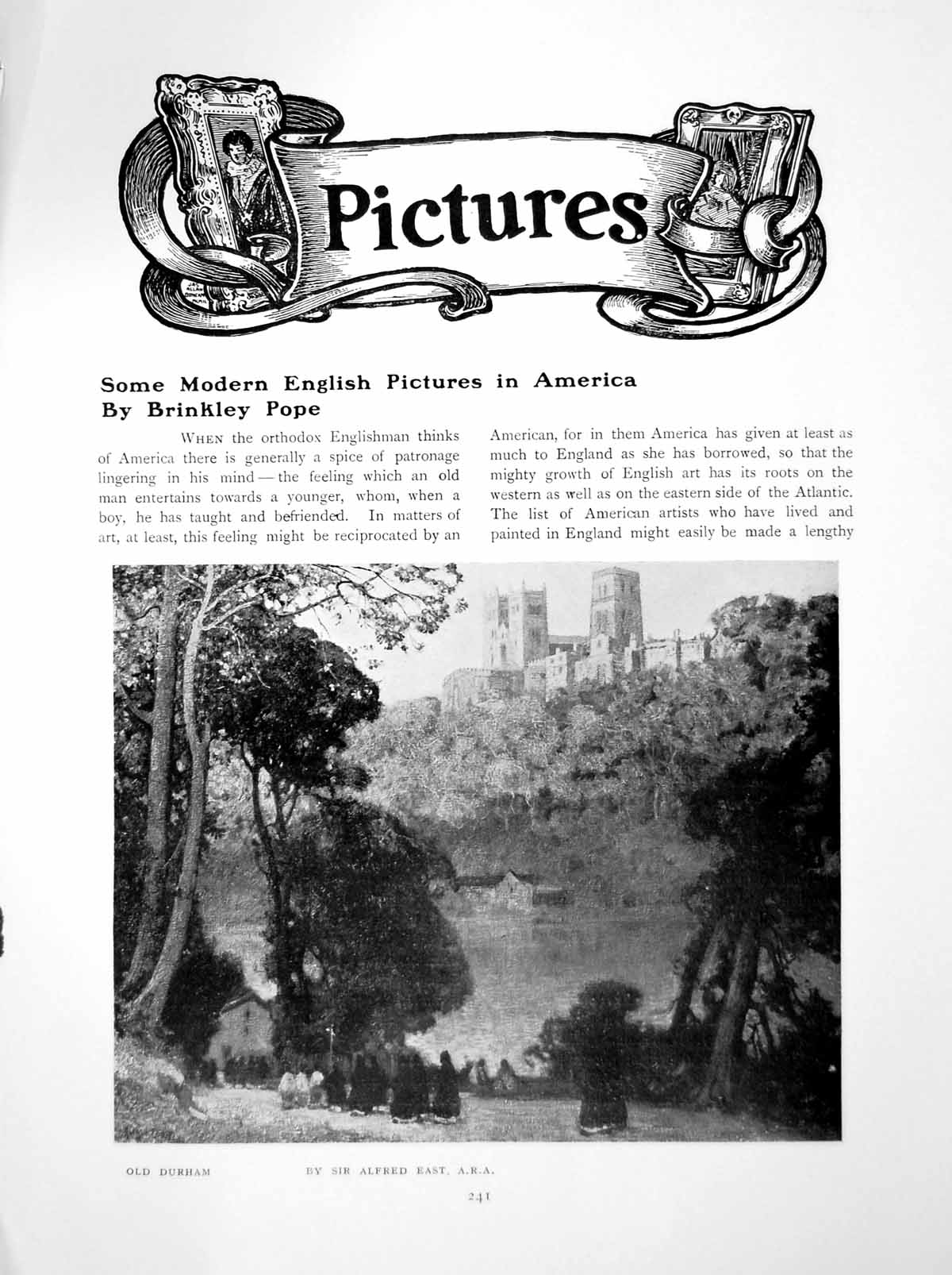 Antique Old Print Some Modern English Pictures In America DurhamPages 1912