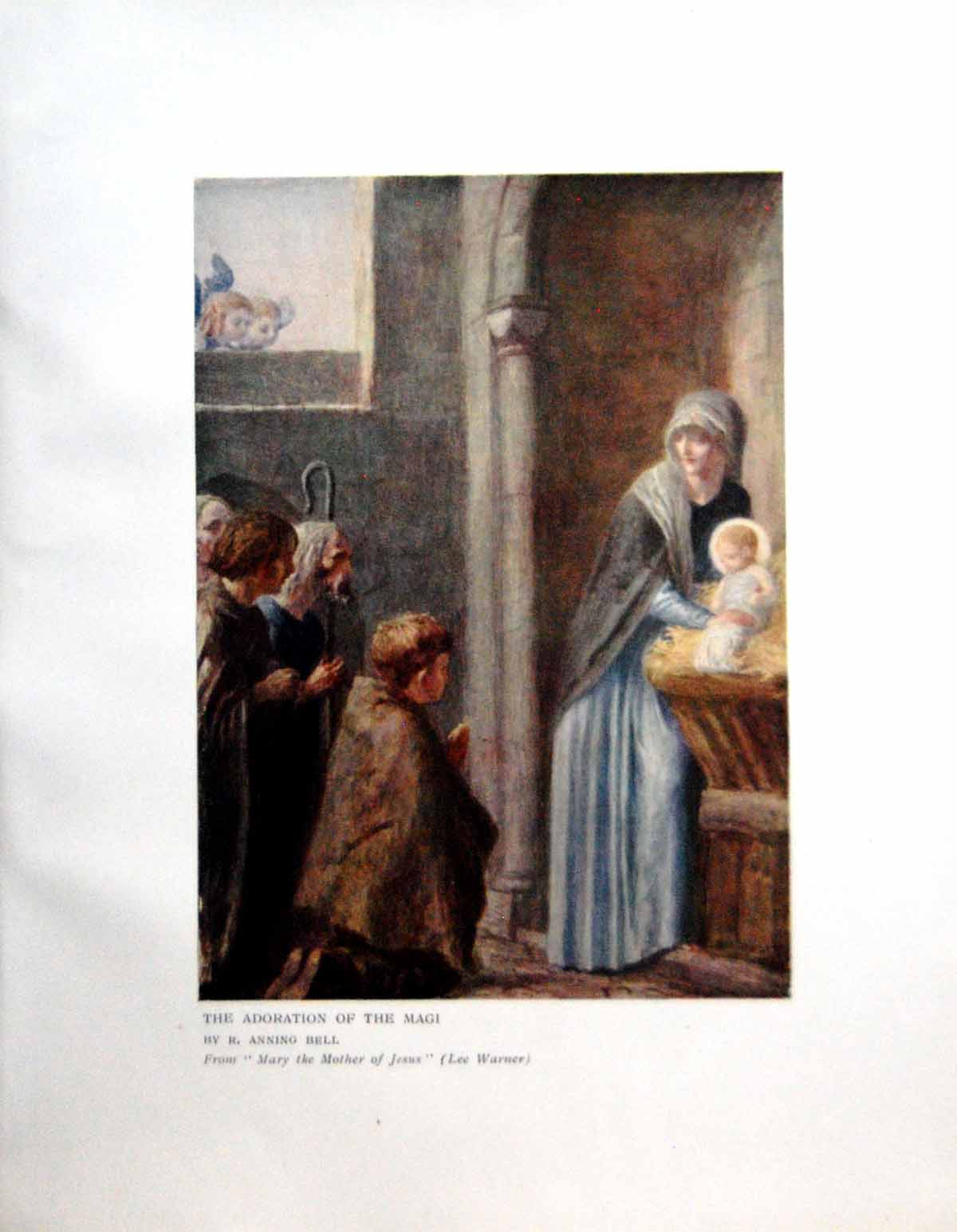 Antique Print The Adoration The Magi By R Anning Bell Manger Hay Jesus 1912