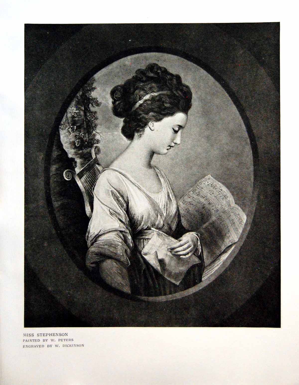Antique Old Print Miss Stephenson Painted W Peters Engraved W Dickinson 1912