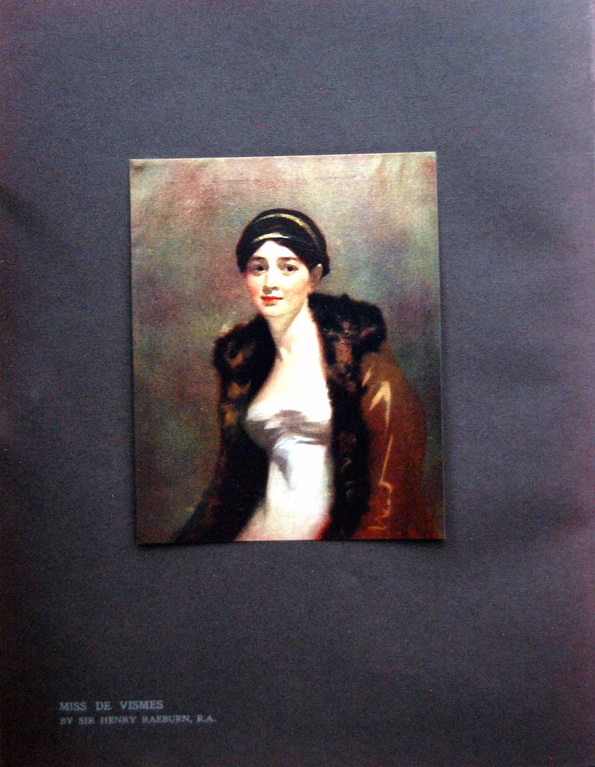 Antique Old Print Miss De Vismes Sir Henry Raeburn R.A. Lady Fur Coat 1912 20th