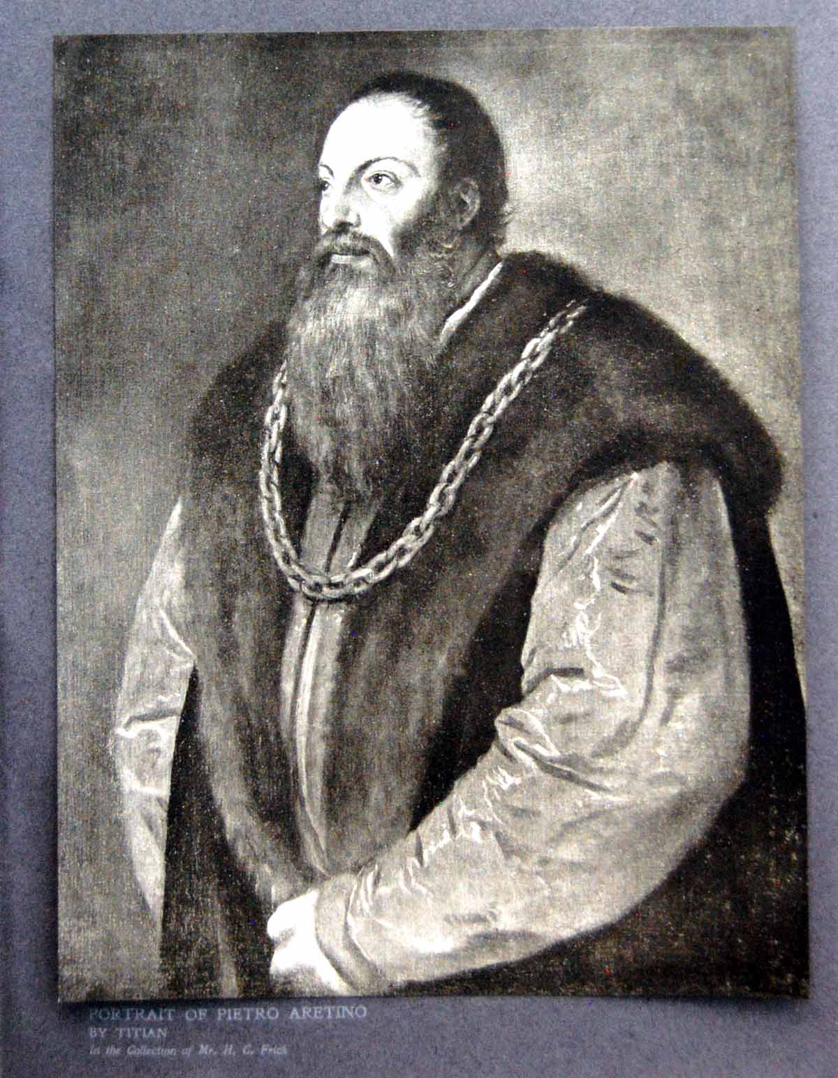 Antique Old Print Portrait Pietro Aretino By Titian Collection Hc Frick 1912