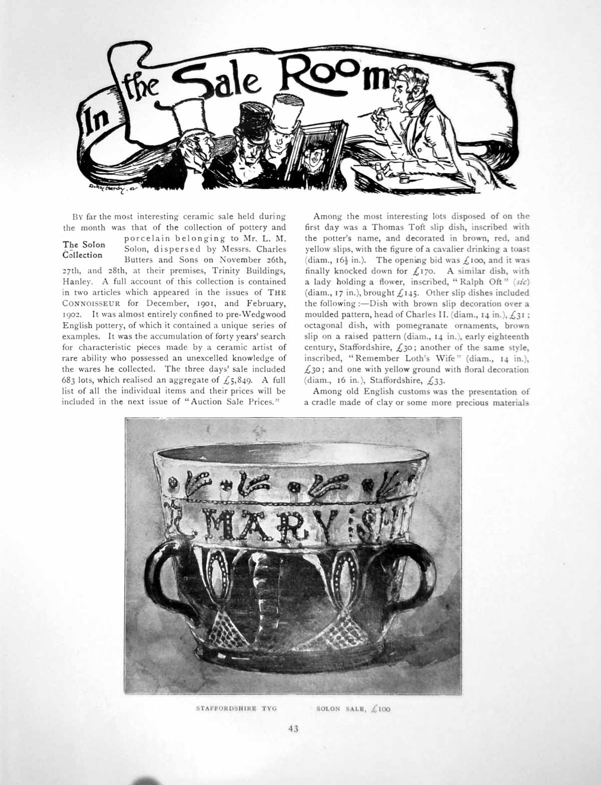 Antique Print Sale Room Staffordshire Tyg Toft Dish PortobelloPages 1913