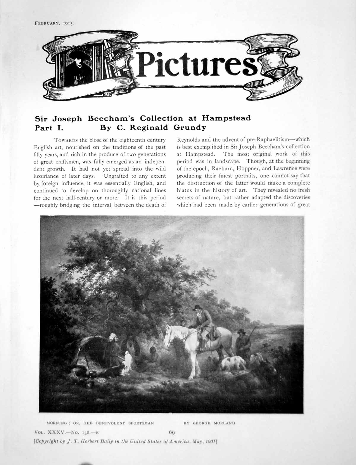 Antique Old Print Sir Joseph Beecham'S Collection At HampsteadPages 1913