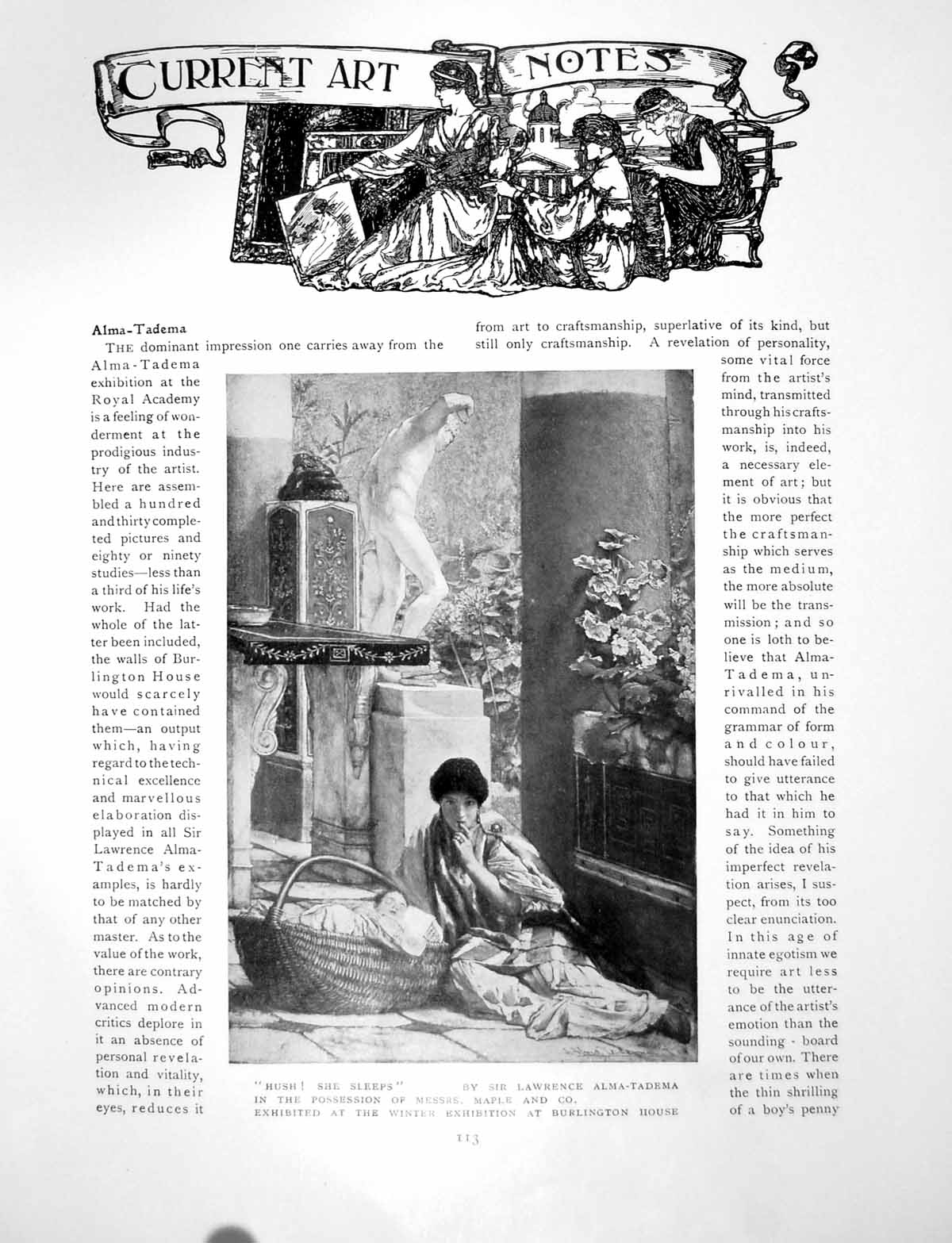 Original Old Antique Print Art Notes Hush She Sleeps The HoneymoonPages 1913