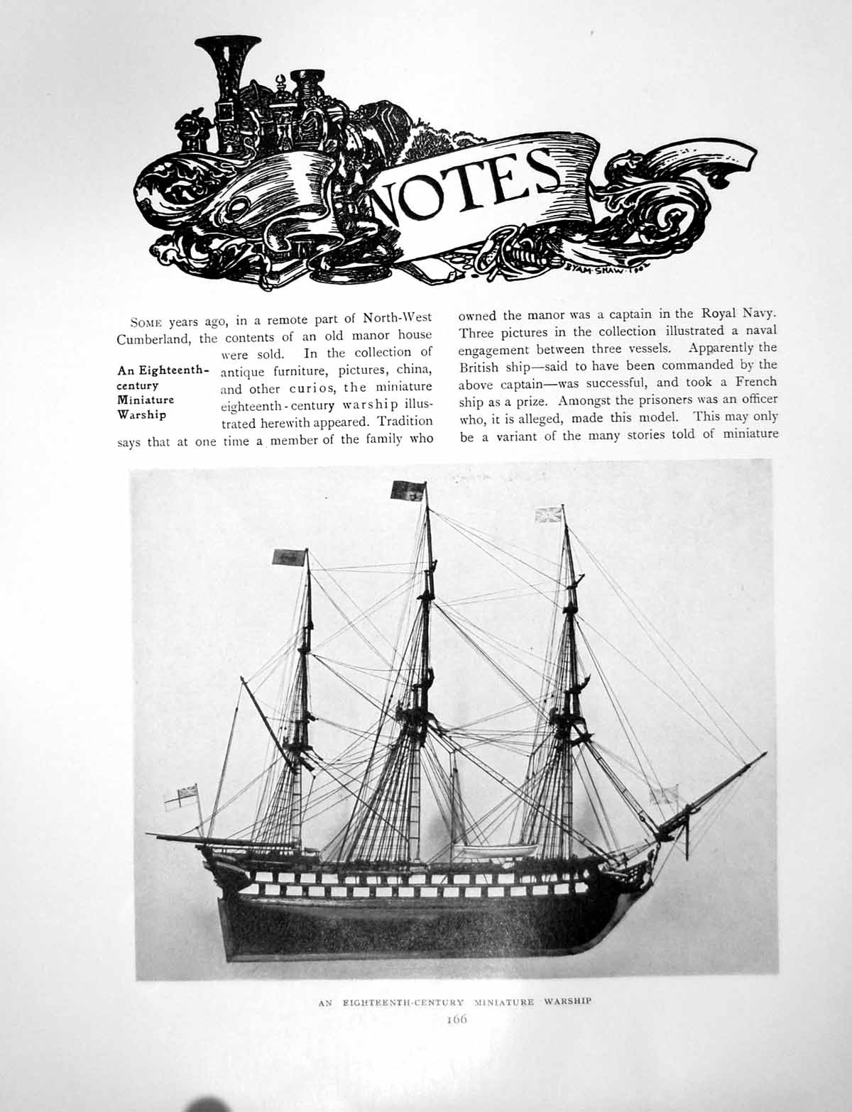 Old Notes C 18th Miniature Warship Unidentified PaintingPages 1913