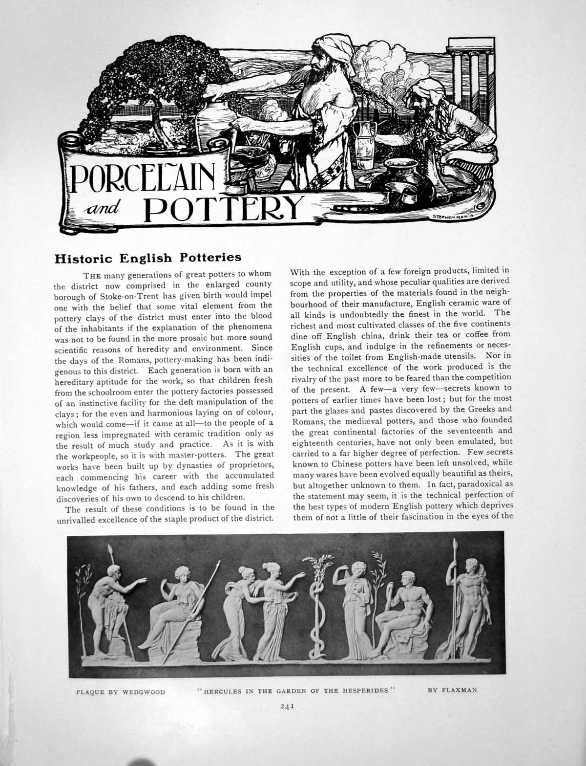 Antique Old Print Historic English Potteries Plaque By WedgewoodPages 1913