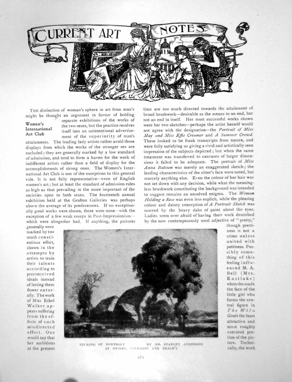 Old Print Art Notes Etching Northolt S Anderson HammersmithPages 1913