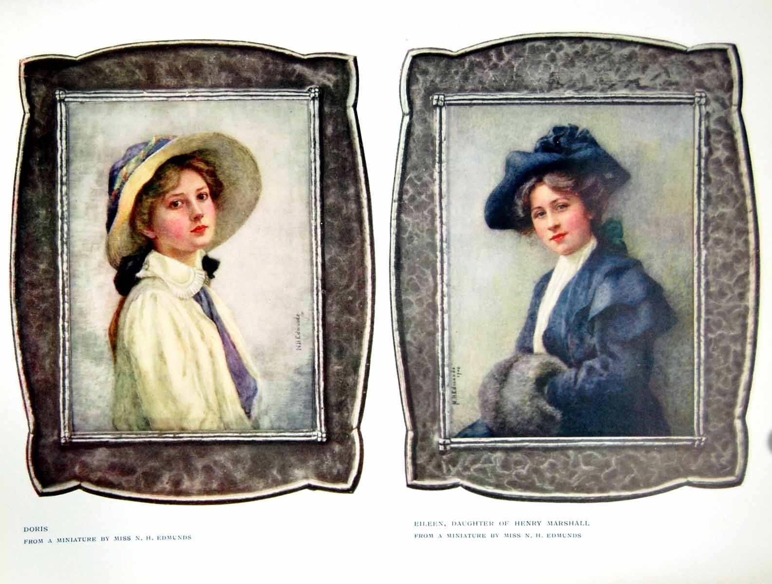 Antique Old Print Doris Miss Nh Edmunds Eileen Daughter Henry Marshall 1913