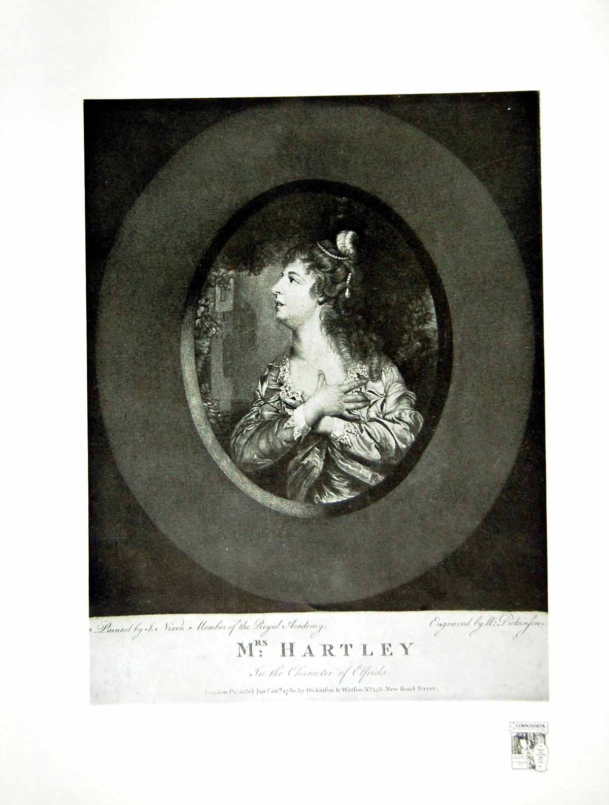 Original Old Antique Print Mrs Hartley In The Character Elfrida Engraving 1913