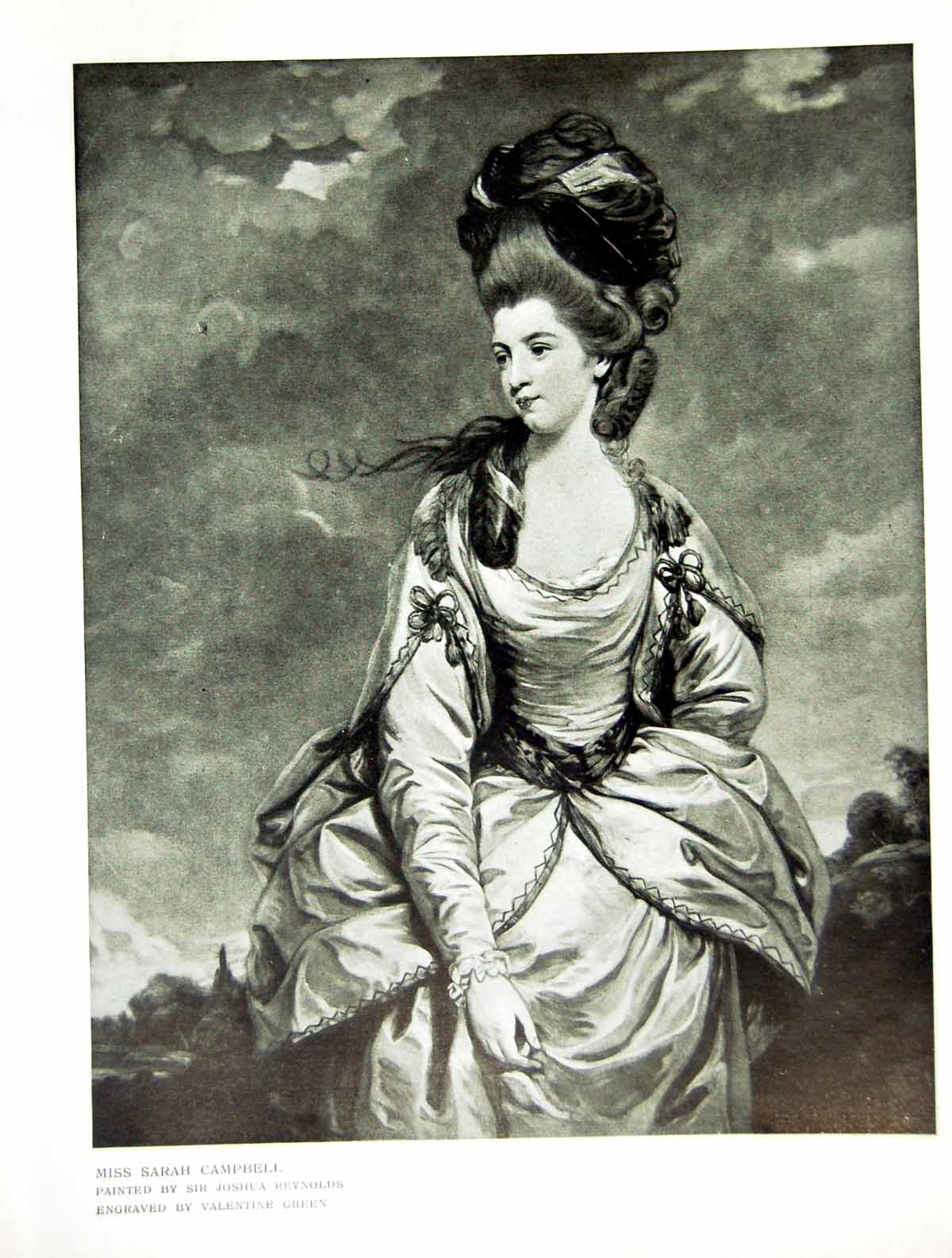 Old Antique Print Miss Sarah Campbell Joshua Reyns Engraved V Green 1913 20th