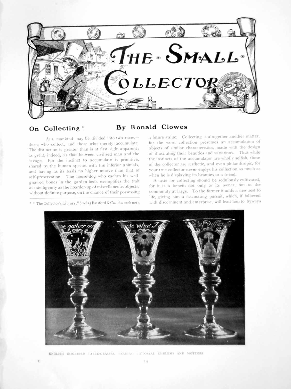 Old Print Small Collector On Collecting Engish Table GlassesPages 1914