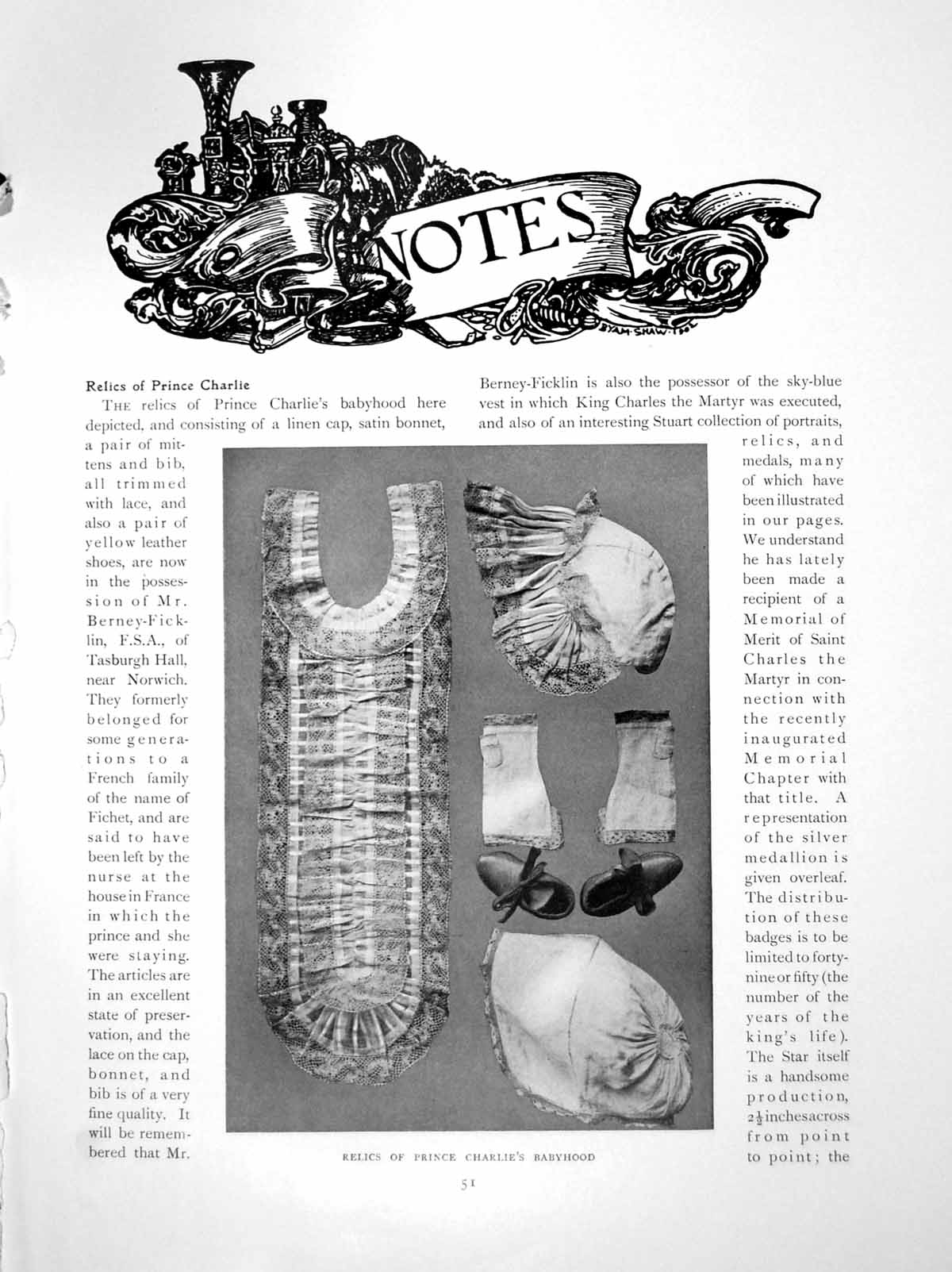 Original Old Antique Print Notes Relics Prince Charlie'S BabyhoodPages 1914