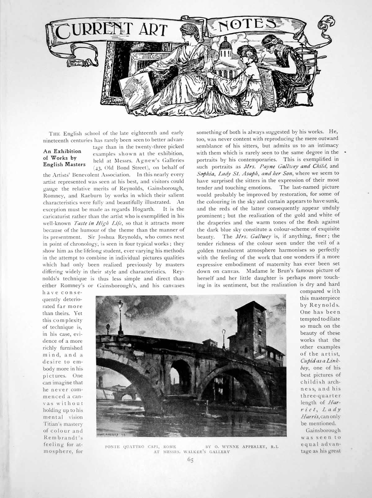 Old Antique Print Current Art Notes Ponte Quattro Capi RomePages 1914