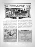 Antique Old Print Travelling In The en Days Woodcut London PostPages 1914