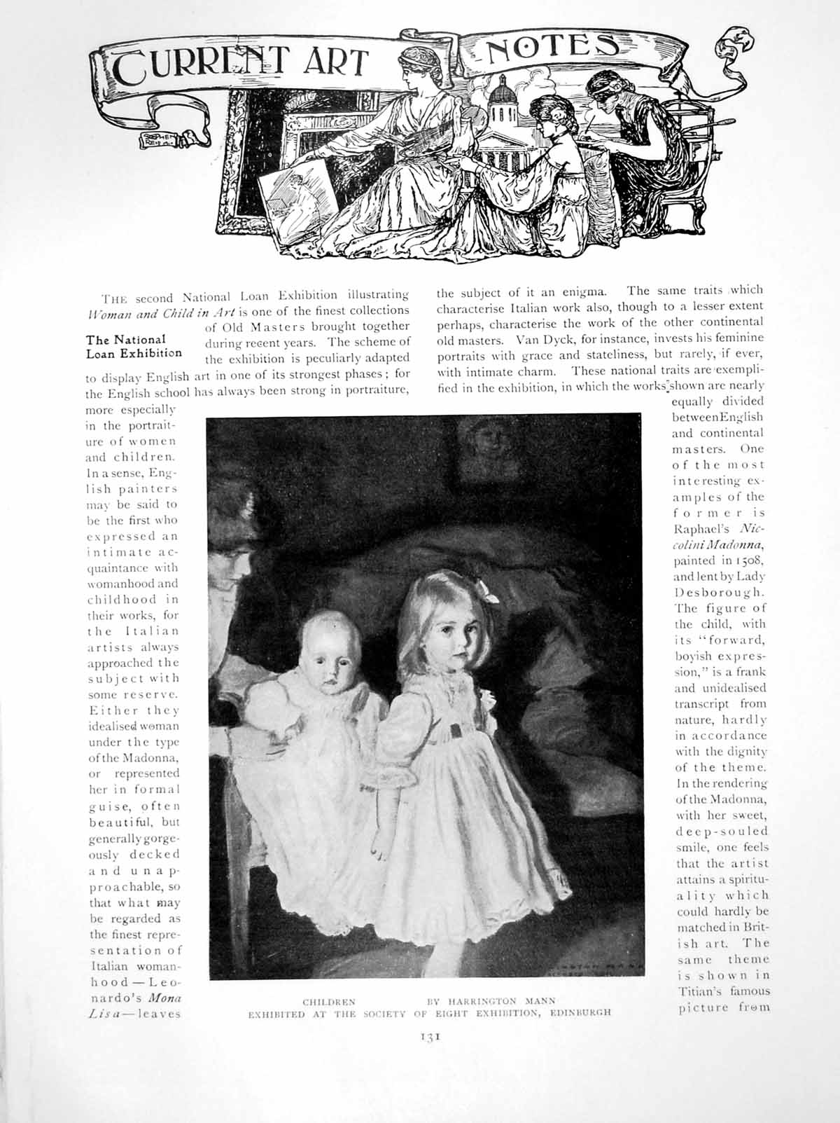 Old Antique Print Current Art Notes Children Arundel CastlePages 1914