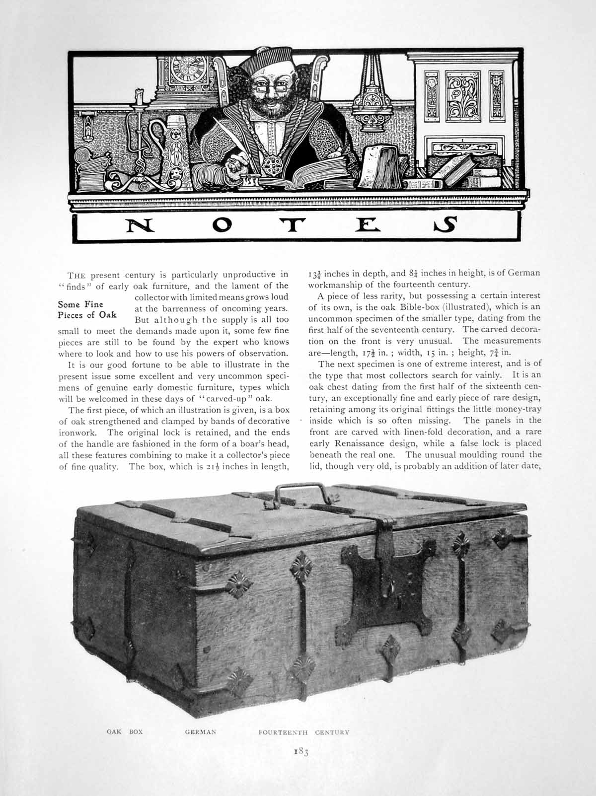 Antique Old Print Notes Some Fine Pieces Oak Box German EnglishPages 1914