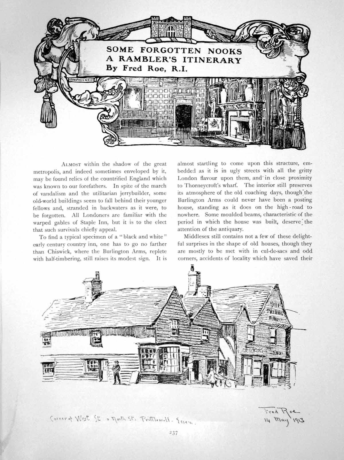 Old Antique Print Some Forgotten Nooks A Rambler'S ItineraryPages 1914