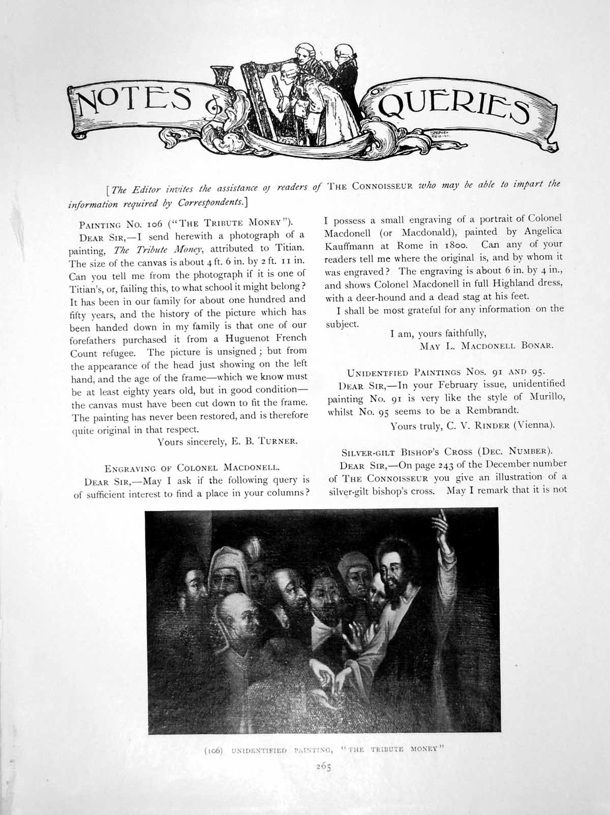 Old Notes Queries Unidentified Painting The Tribute MoneyPage 1914